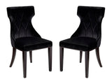 Reine Velvet Dining Chair (Set of Two) in Black and Walnut - Ornate Home