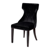 Reine Velvet Dining Chair (Set of Two) in Black and Walnut - Ornate Home