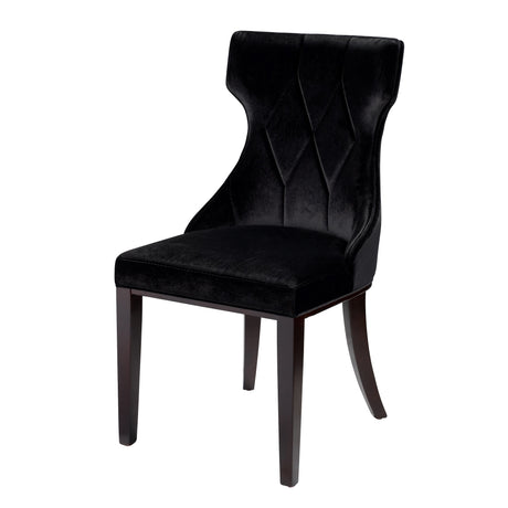Reine Velvet Dining Chair (Set of Two) in Black and Walnut - Ornate Home