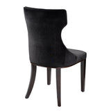 Reine Velvet Dining Chair (Set of Two) in Black and Walnut - Ornate Home