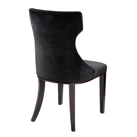 Reine Velvet Dining Chair (Set of Two) in Black and Walnut - Ornate Home