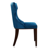 Reine Velvet Dining Chair (Set of Two) in Cobalt Blue and Walnut - Ornate Home