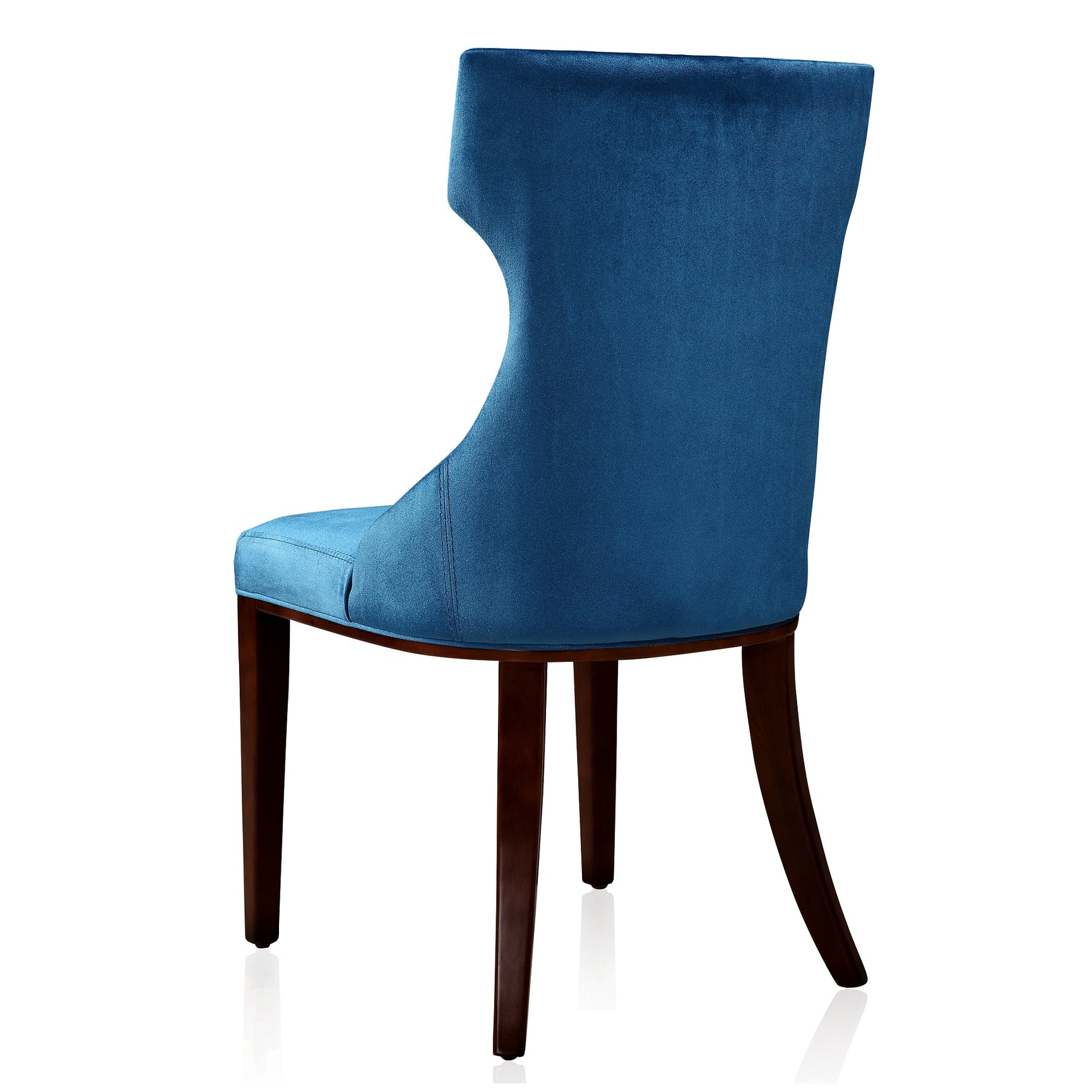 Reine Velvet Dining Chair (Set of Two) in Cobalt Blue and Walnut - Ornate Home