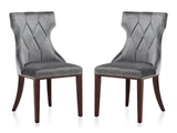 Reine Velvet Dining Chair (Set of Two) in Grey and Walnut - Ornate Home