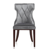 Reine Velvet Dining Chair (Set of Two) in Grey and Walnut - Ornate Home