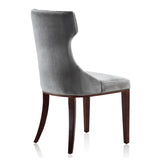 Reine Velvet Dining Chair (Set of Two) in Grey and Walnut - Ornate Home