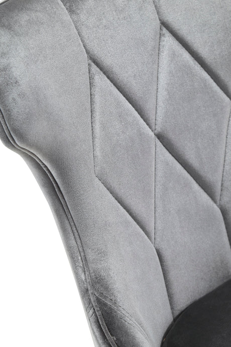 Reine Velvet Dining Chair (Set of Two) in Grey and Walnut - Ornate Home