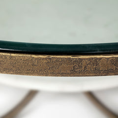 Reinhardt Gold 36" Round Glass Top Marble Shelf Metal Base Coffee Table - Ornate Home