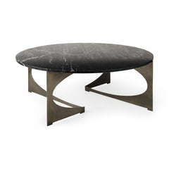 Reinhold Black Marble Top Iron Coffee Table - Ornate Home
