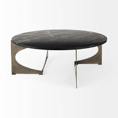 Reinhold Black Marble Top Iron Coffee Table - Ornate Home