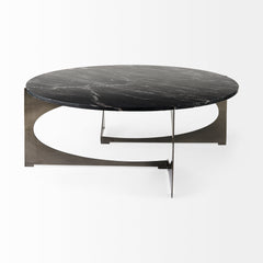Reinhold Black Marble Top Iron Coffee Table - Ornate Home