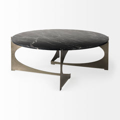 Reinhold Black Marble Top Iron Coffee Table - Ornate Home