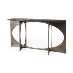 Reinhold Black Marble Top Iron Console Table - Ornate Home