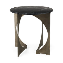 Reinhold Black Marble Top Iron Side Table