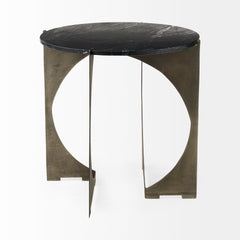 Reinhold Black Marble Top Iron Side Table