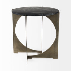 Reinhold Black Marble Top Iron Side Table