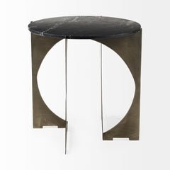 Reinhold Black Marble Top Iron Side Table