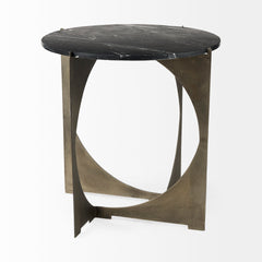 Reinhold Black Marble Top Iron Side Table