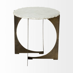 Reinhold Gold Round Live-Edge Marble Top and Metal Base Side/End Table - Ornate Home