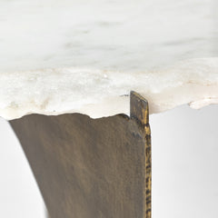 Reinhold Gold Round Live-Edge Marble Top and Metal Base Side/End Table - Ornate Home