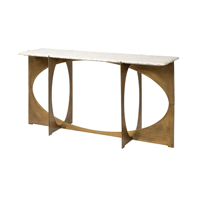 Reinhold White/Gold Marble Top Metal Base Console Table - Ornate Home