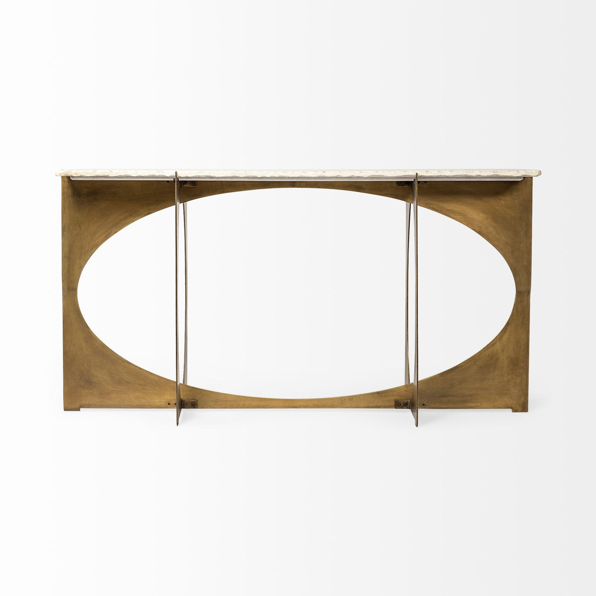 Reinhold White/Gold Marble Top Metal Base Console Table - Ornate Home