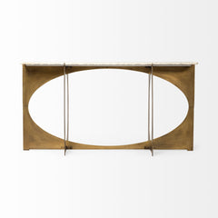 Reinhold White/Gold Marble Top Metal Base Console Table - Ornate Home