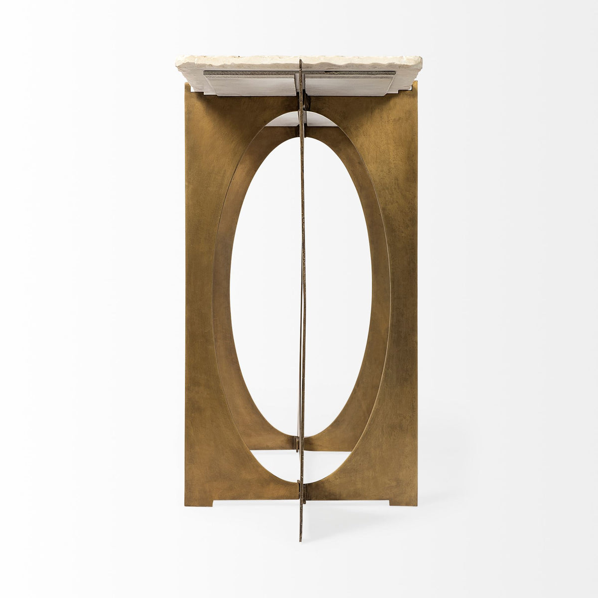 Reinhold White/Gold Marble Top Metal Base Console Table - Ornate Home