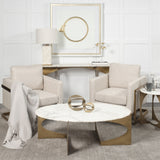 Reinhold White/Gold Marble Top Metal Base Console Table - Ornate Home