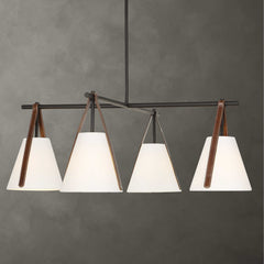 Reins Black Accent Straps 4 Light Chandelier - Ornate Home