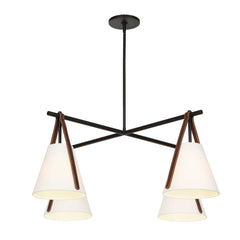 Reins Black Accent Straps 4 Light Chandelier - Ornate Home