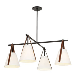 Reins Black Accent Straps 4 Light Chandelier - Ornate Home