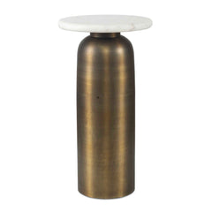 Reiss Brass/White Marble Top Indoor-Outdoor Drink Table - Ornate Home