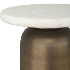 Reiss Brass/White Marble Top Indoor-Outdoor Drink Table - Ornate Home