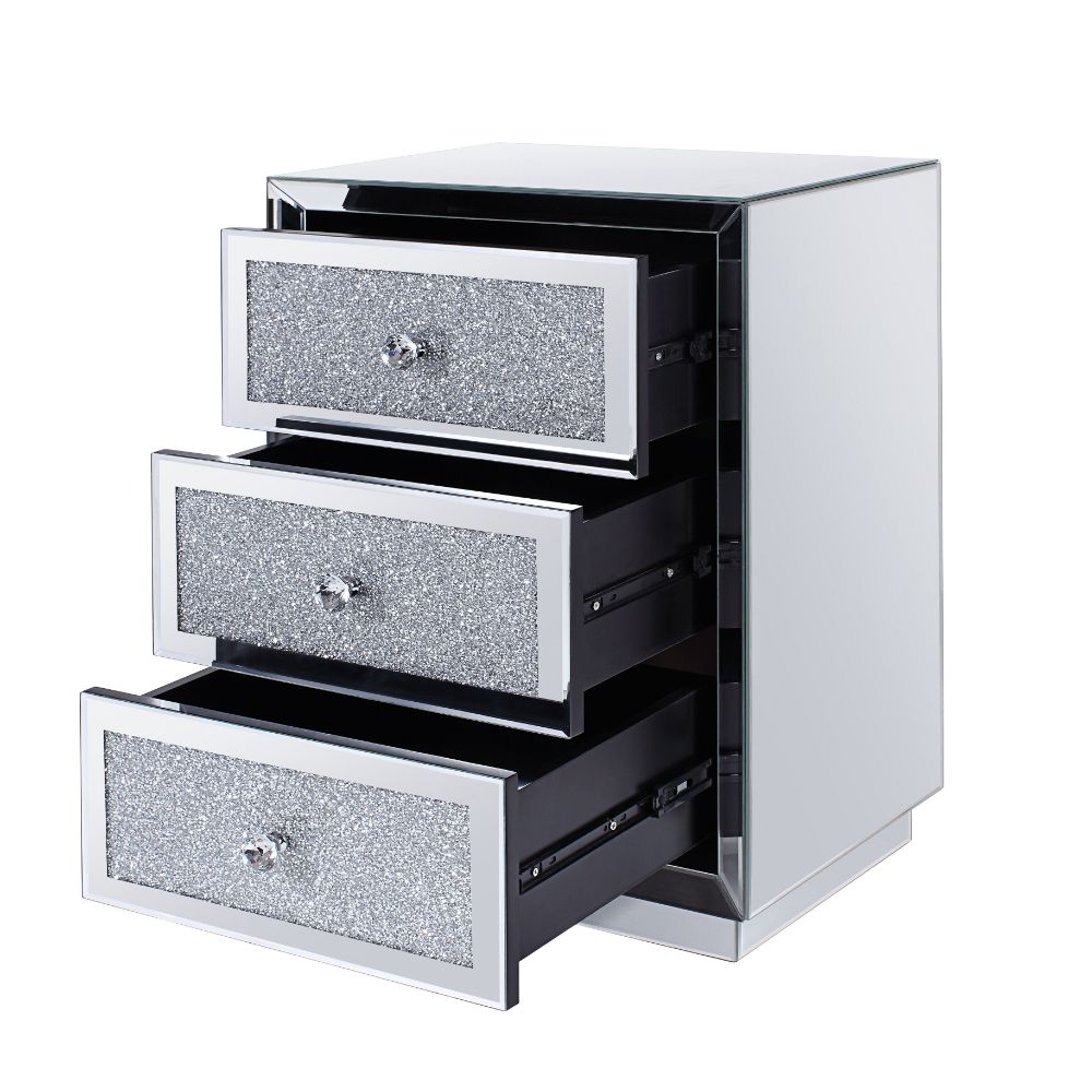 Rekha Mirrored & Faux Crystals Accent Table - Ornate Home