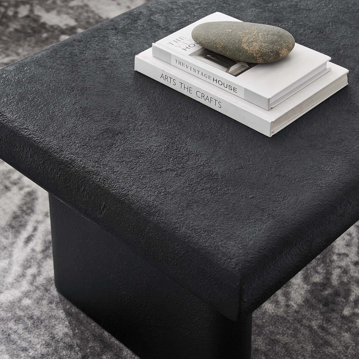 Relic Black Concrete Textured Coffee Table - Ornate Home
