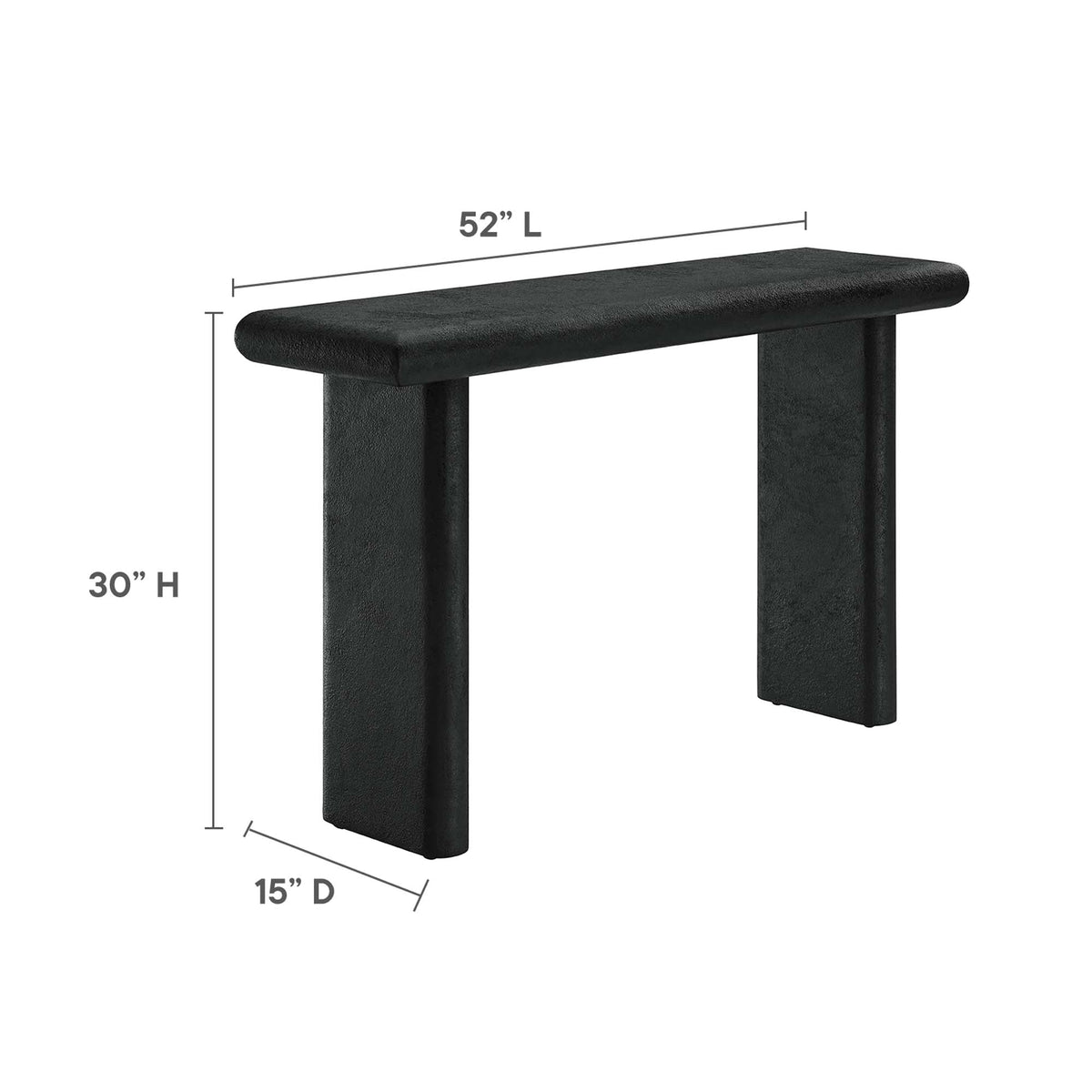 Relic Black Concrete Textured Console Table - Ornate Home