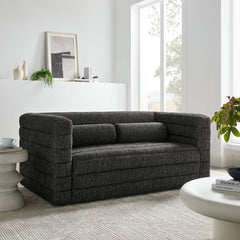 Relle Charcoal Channel Tufted Boucle Upholstered Loveseat - Ornate Home