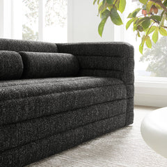 Relle Charcoal Channel Tufted Boucle Upholstered Loveseat - Ornate Home