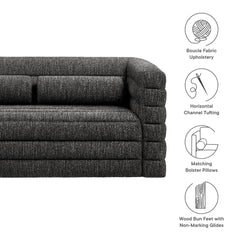 Relle Charcoal Channel Tufted Boucle Upholstered Loveseat - Ornate Home