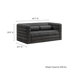 Relle Charcoal Channel Tufted Boucle Upholstered Loveseat - Ornate Home