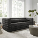 Relle Charcoal Channel Tufted Boucle Upholstered Sofa - Ornate Home