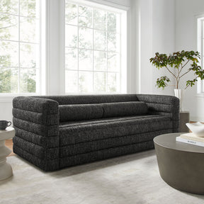 Relle Charcoal Channel Tufted Boucle Upholstered Sofa - Ornate Home