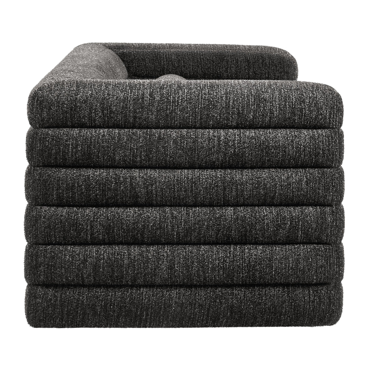 Relle Charcoal Channel Tufted Boucle Upholstered Sofa - Ornate Home
