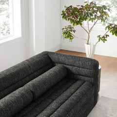 Relle Charcoal Channel Tufted Boucle Upholstered Sofa - Ornate Home