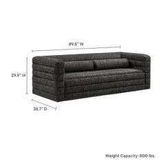 Relle Charcoal Channel Tufted Boucle Upholstered Sofa - Ornate Home