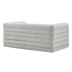 Relle Newsprint Channel Tufted Boucle Upholstered Loveseat - Ornate Home