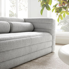 Relle Newsprint Channel Tufted Boucle Upholstered Loveseat - Ornate Home