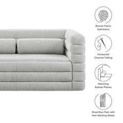 Relle Newsprint Channel Tufted Boucle Upholstered Loveseat - Ornate Home