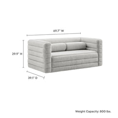 Relle Newsprint Channel Tufted Boucle Upholstered Loveseat - Ornate Home